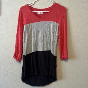 Stretchy tri color shirt